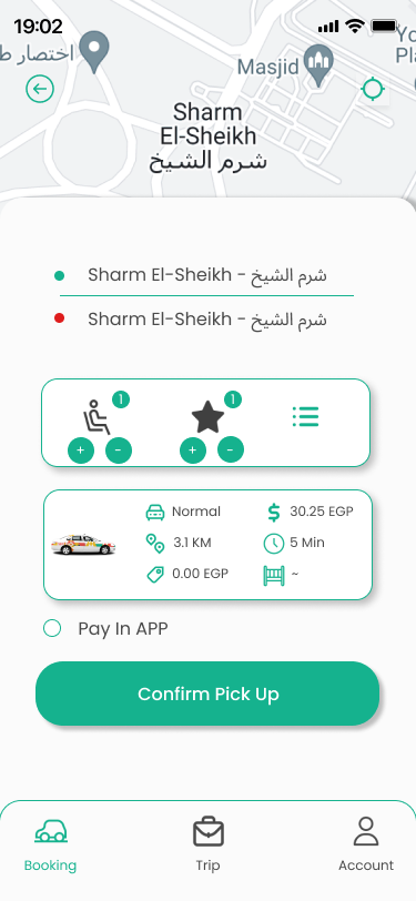 Sharm Taxi Booking Screen